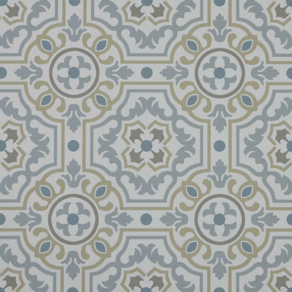 light blue pattern kitchen floor 