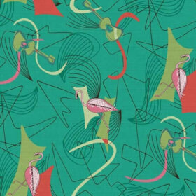 retro fabric with flamingos from hoffman fabrics