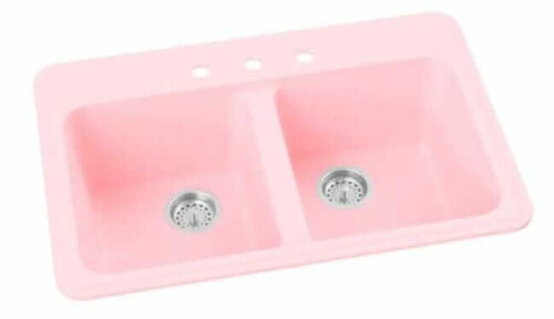 colored kitchen sink in a pretty pink from whyte and company