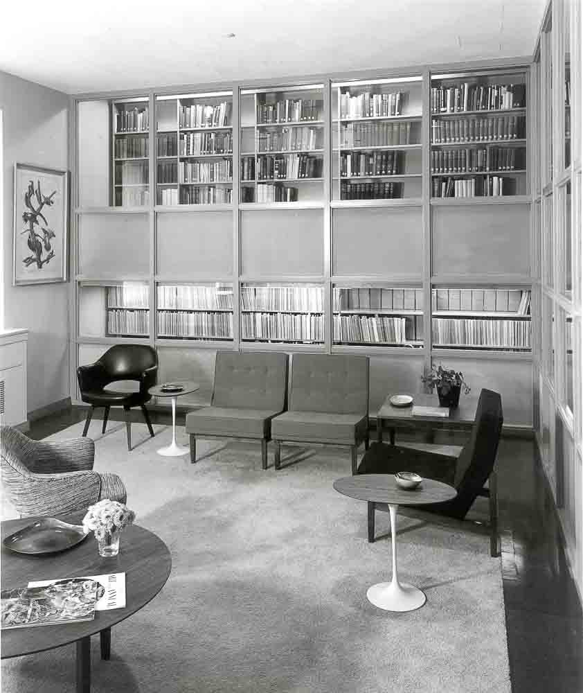 midcentury modern library at winterthur 1967