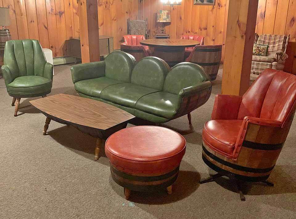 Vintage Whiskey Barrel Furniture Set, Whiskey Barrel Dining Table And Chairs