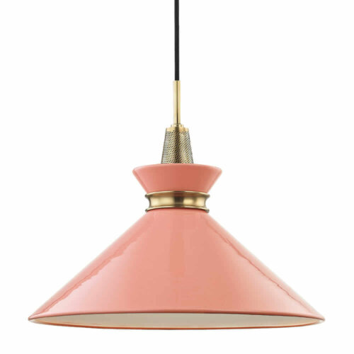 pink mid century modern pendant light kiki hudson valley lighting