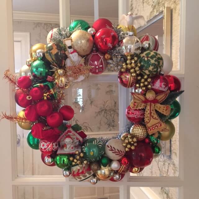 vintage christmas ornament wreath