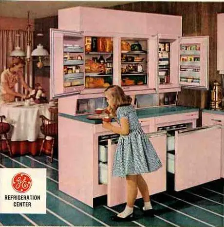 Vintage GE refrigerator freezer center in pink