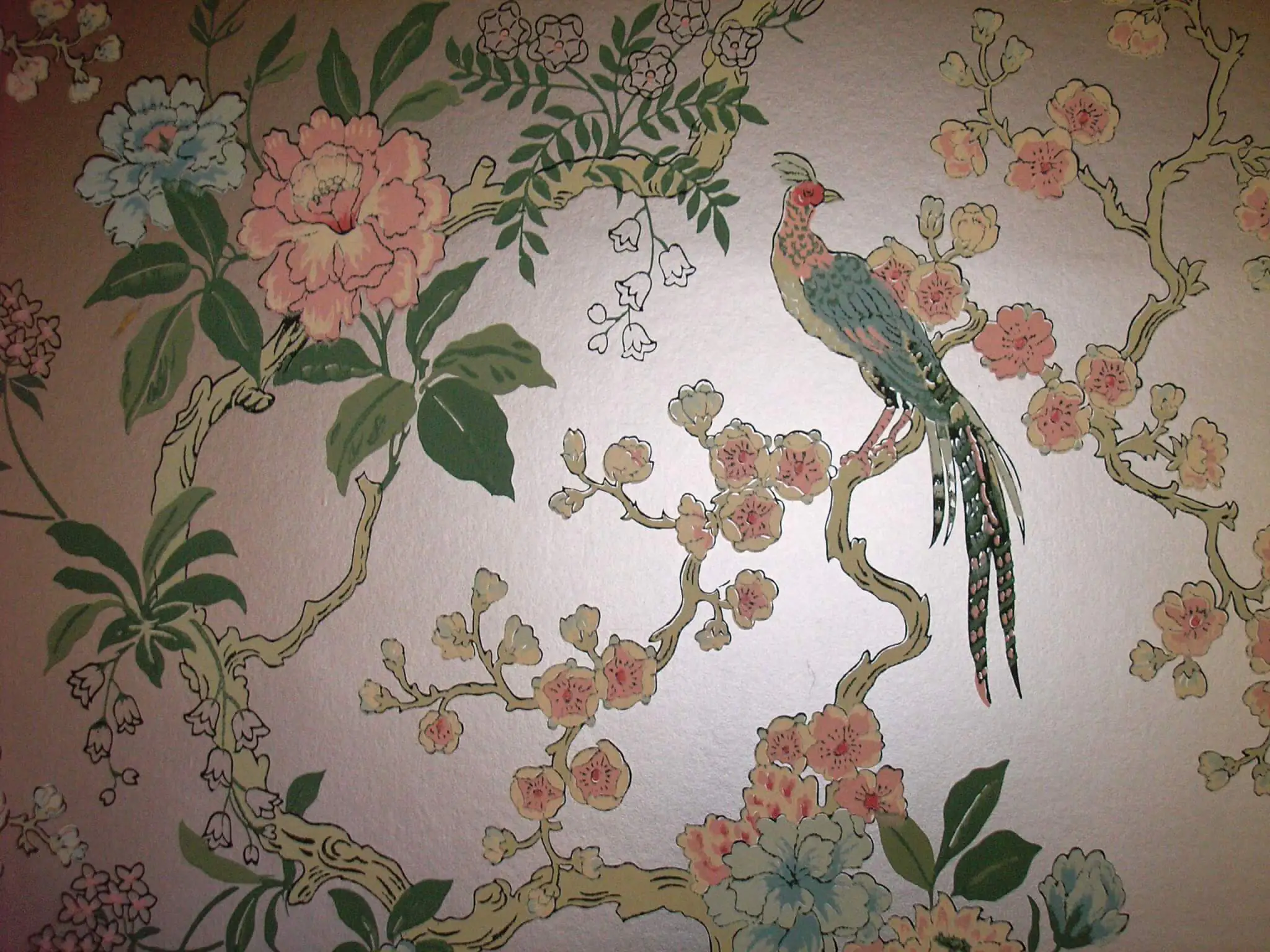 dining room pheasant vintage wallpaper