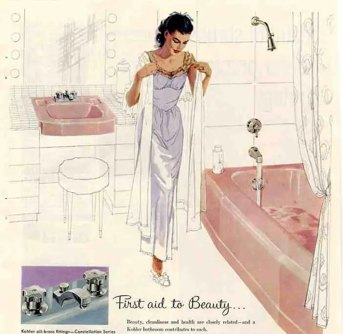 kohler pink bathroom tub and sink ad from 1959