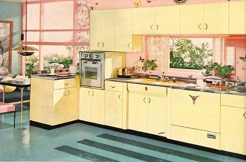 yellow youngstown steel kitchen cabinets