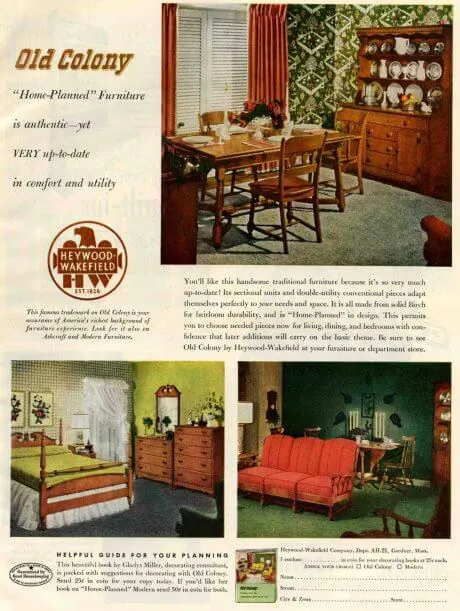 traditional colonial revival 1940s heywood wakefield furniture designs