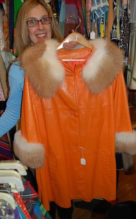 vintage orange leather coat