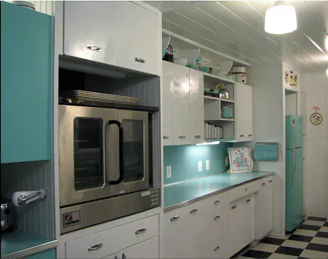 retro-kitchen retro kitchen white and aquamarine
