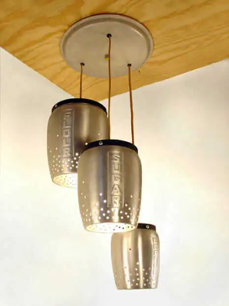 pendant lights made from vintage kitchen canisters