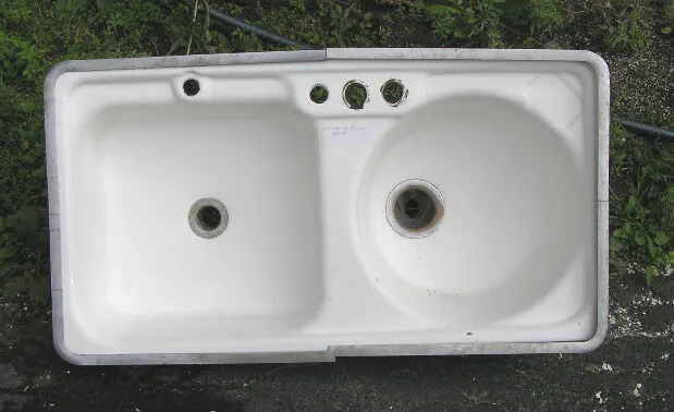 vintage-kitchen-sink kitchen sink with one square bowl and one round bowl