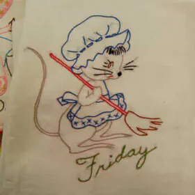 vintage day of the week dish towel