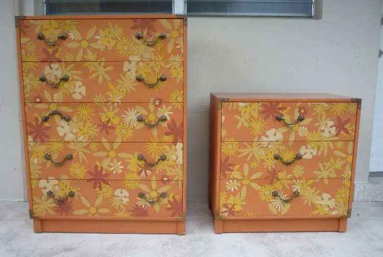 1970s drexel flower power whimsy dressers