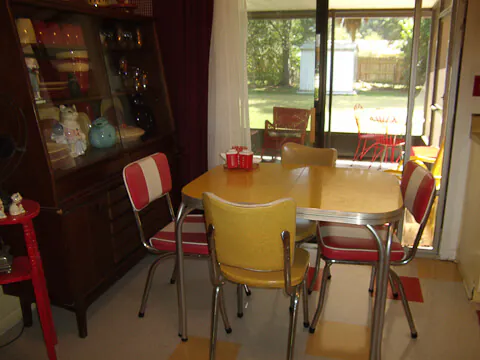 red and yellow dinette chrome dinette