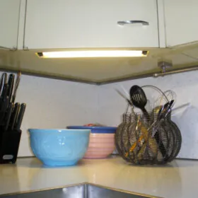 factory installed undercabinet lighting in kate mckinnons kitchen