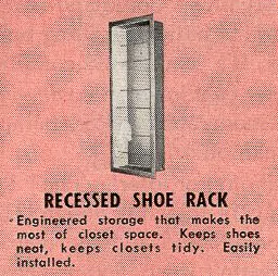 vintage recessed metal shoe rack