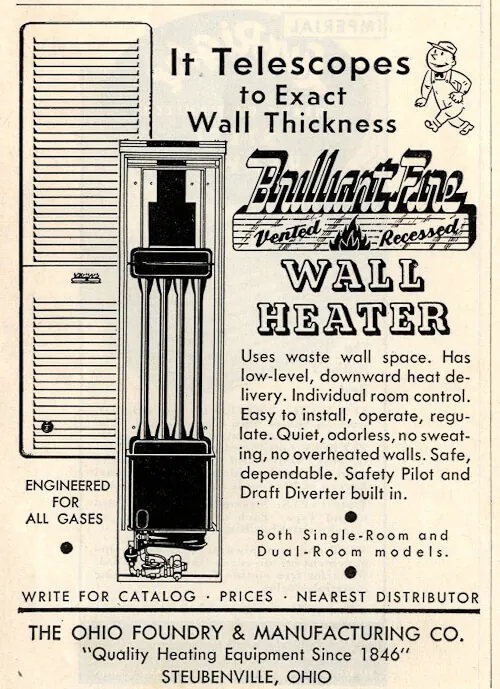 vintage recessed telescoping wall heater