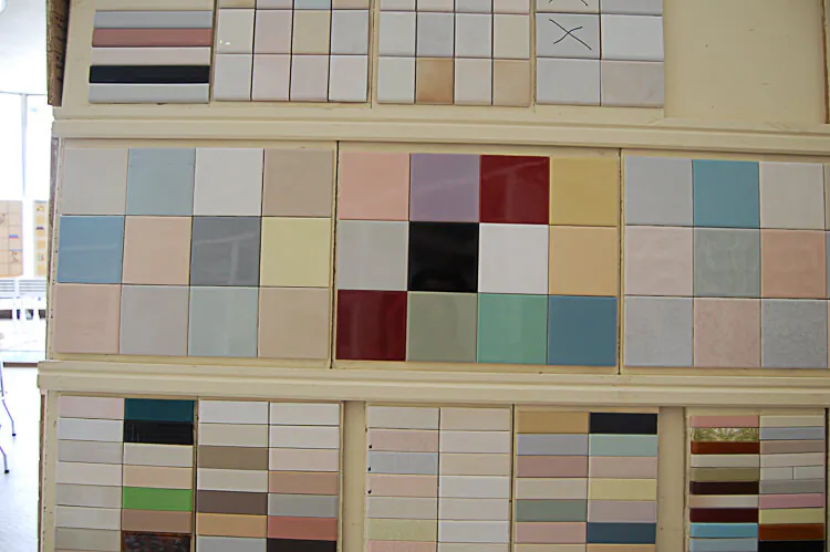 1950s and 1960s bathroom tile in a wide variety of pastel colors