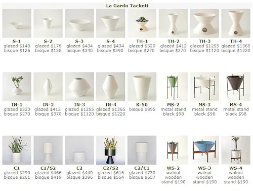 lagardo-tackett-planters-by-vesselsusa Vessels USA line of LaGardo Tackett planters