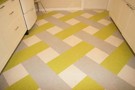 apple green and gray vct floor tile