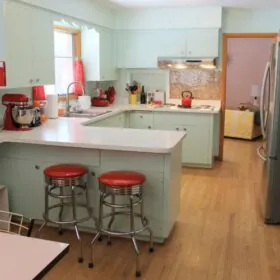 mint green kitchen cabinets