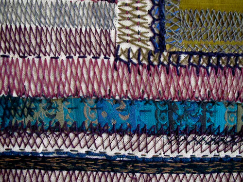 A study of Blue by Pam Kueber of RetroRenovation.com vintage textile detail