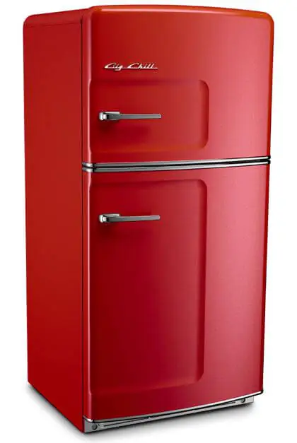 red refrigerator from big chill