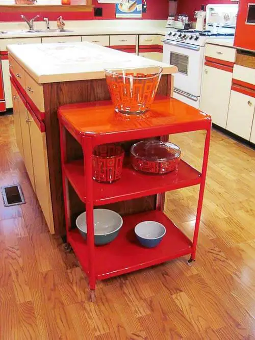 red kitchen cart