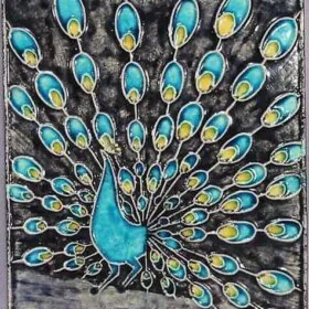 Knabstrup Denmark peacock wall tile