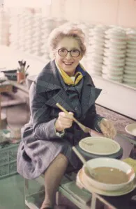 Vera Neumann at pottery wheel