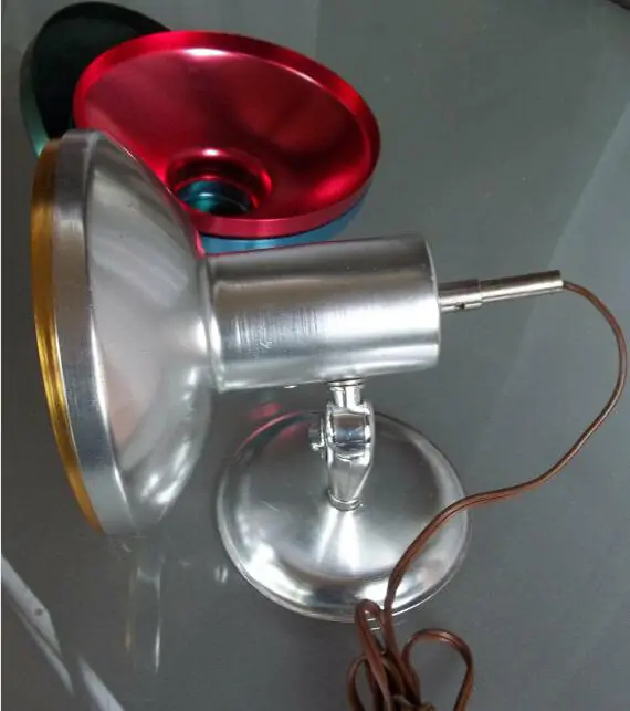 aluminum-lamp-four-shades vintage aluminum light with different shades
