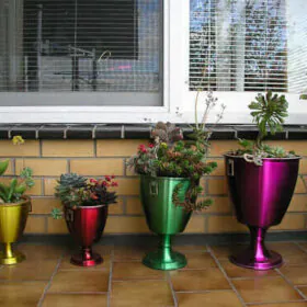 vintage anodized aluminum planters