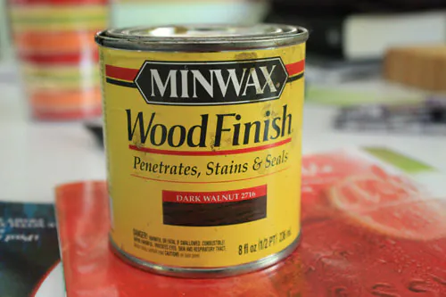 step 6 stain Minwax wood finish dark walnut
