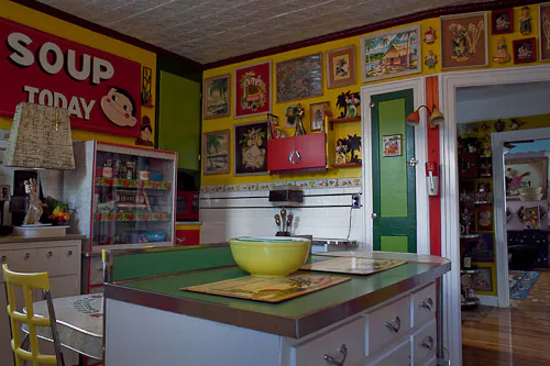 paint by number paintings in a kitchen