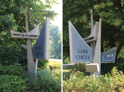 Siena Center sign - two views Siena Center sign - two views
