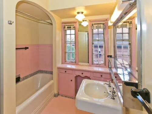 pink bathroom in 1940 time capsule house