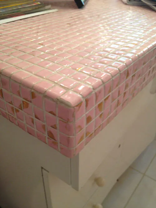 metallic-tile mosaic tile counter top