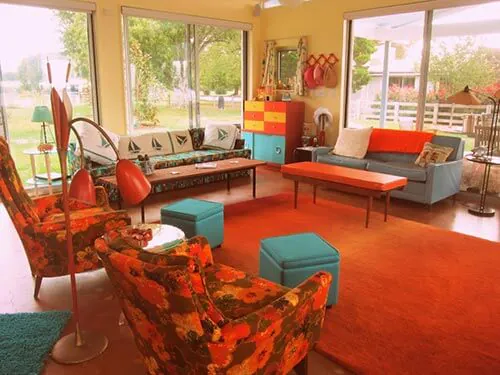 orange-and-turquoise-retro-den pool house fun room