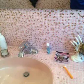 pink gold metallic tile