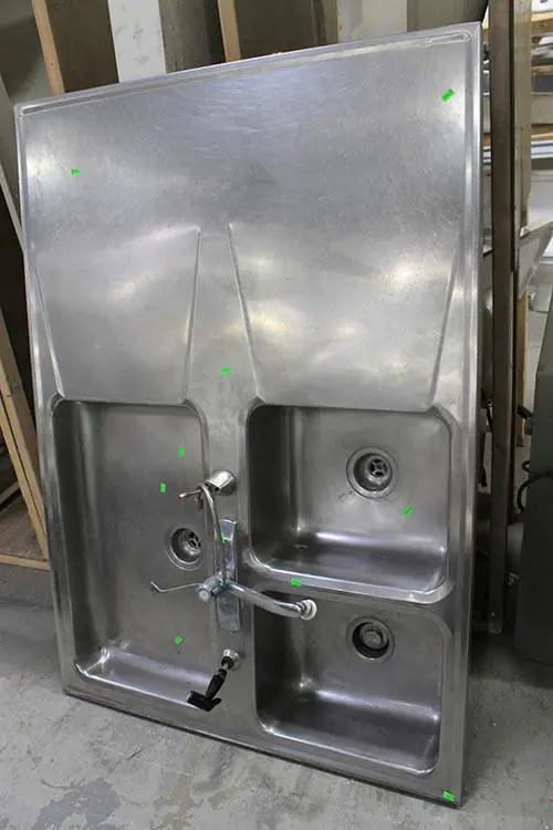 two sided stainless steel sink with drainboards