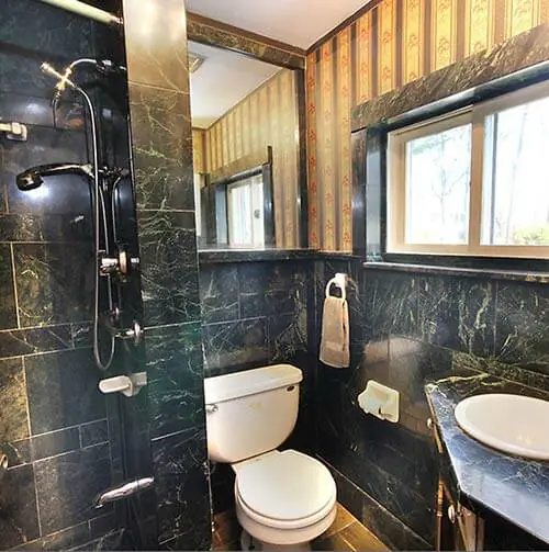 black-and-green-marble-mid-century-bathroom