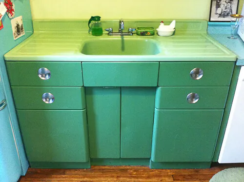 vintage jadeite kitchen sink and cabinet