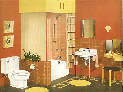 vintage-orange-and-yellow-bathroom-Crane-fixtures
