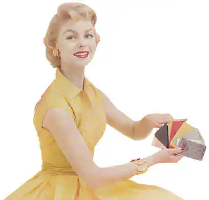 woman holding laminate samples
