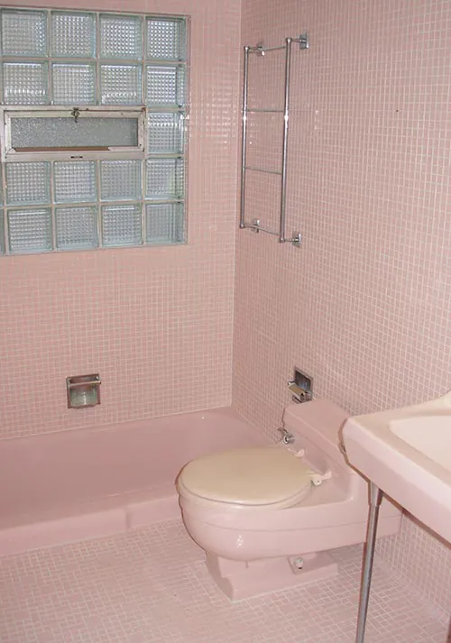 pink-vintage-mosaic-tile-bathroom-with-glass-block-window
