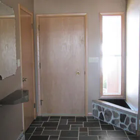 mid-century-entryway-with-slate-floor