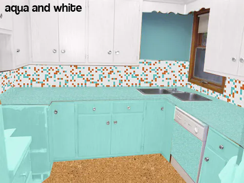 Kitchen-mock-up-white-and-aqua-cabinets