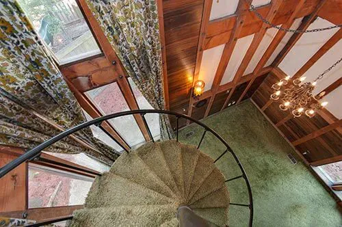 70s-house-spiral-staircase-green-shag