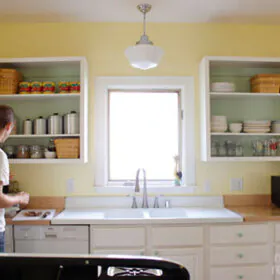 kitchen with yellow walls